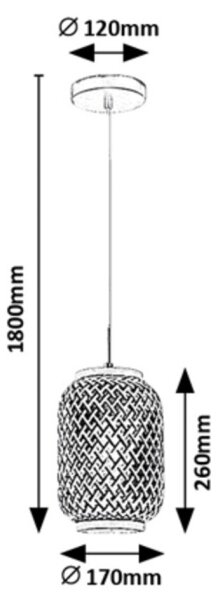 Lustră pe cablu ADALLA 1xE27/40W/230V ratan Rabalux 72091