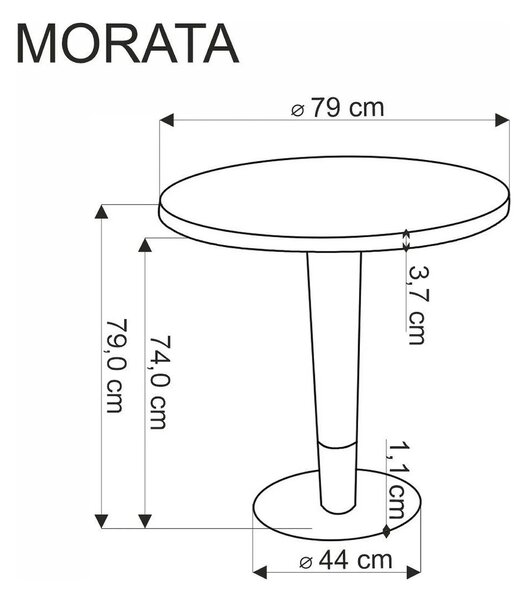 Masa MORATA, alb/negru/auriu, 79x74 cm