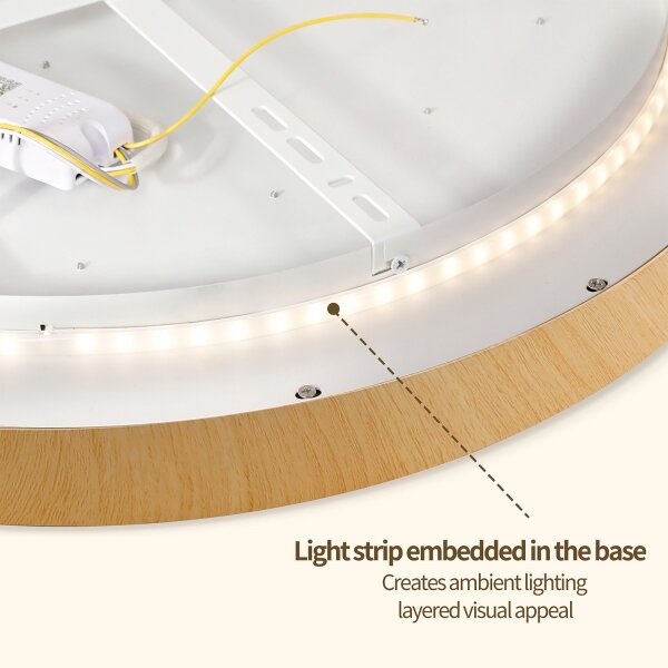 Brilagi-LED Corp de iluminat reglabil GLASS POOL DOUBLE LED, 48W, 230V, 40 cm, decor lemn + telecomandă