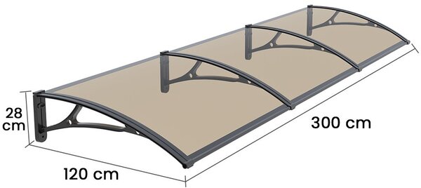 Copertina PLEXIGAS PRO 300x120 cm, Policarbonat Acrylic 2.5 mm, Suporturi din Aluminiu, Negru/Bronz