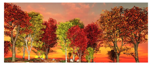 Tablou - Copaci colorate (120x50 cm)