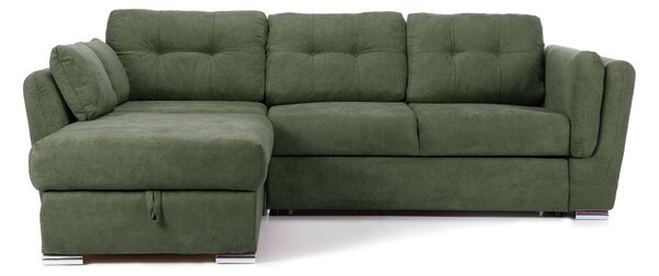 Colțar Extensibil JAZZ, cu ladă depozitare, 245 x 205 x 90 cm, Verde-Enjoy / Stanga