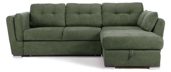 Colțar Extensibil JAZZ, cu ladă depozitare, 245 x 205 x 90 cm, Verde-Enjoy / Dreapta