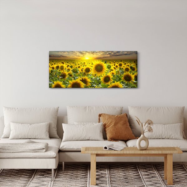 Tablou - Floarea-soarelui la apus de soare (120x50 cm)
