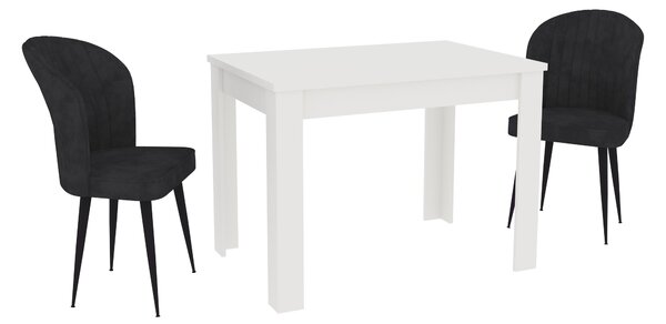 Set haaus Zeta, Alb, 2 Scaune, Negre, 102 x 69 x 75 cm