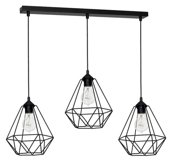 Lampă suspendată BASKET 3xE27/60W/230V negru