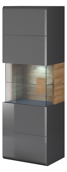 Vitrină suspendată înaltă Tamie Typ 07 (gri închis + stejar) (S). Promo -17%. 1030165