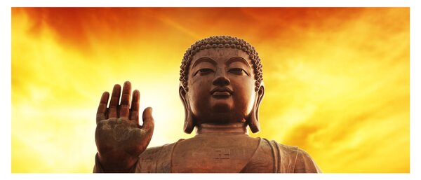 Tablou - Buddha cu fundal roșu și galben (120x50 cm)