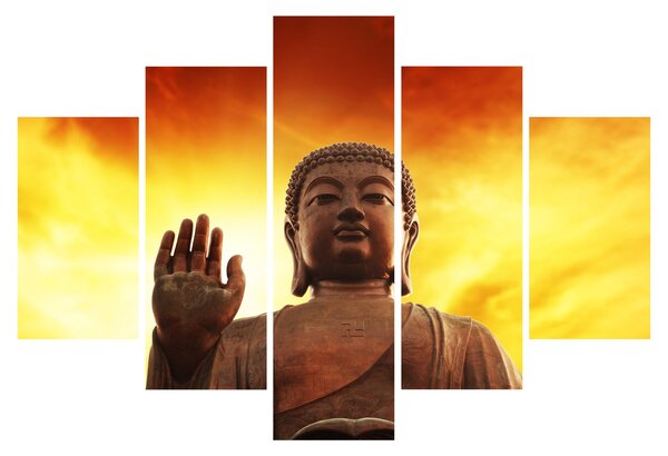 Tablou - Buddha cu fundal roșu și galben (150x105 cm)