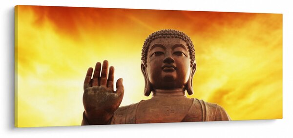 Tablou - Buddha cu fundal roșu și galben (120x50 cm)