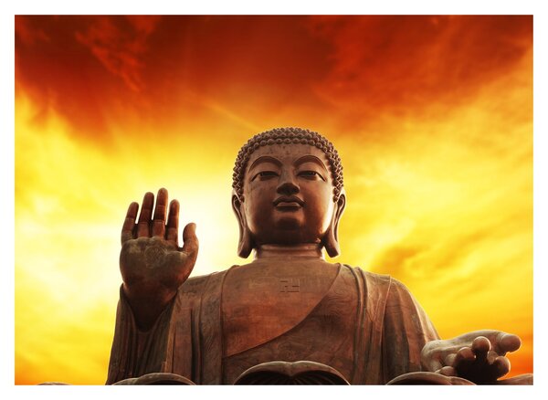 Tablou - Buddha cu fundal roșu și galben (70x50 cm)