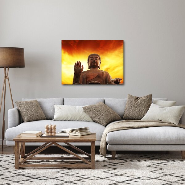Tablou - Buddha cu fundal roșu și galben (70x50 cm)