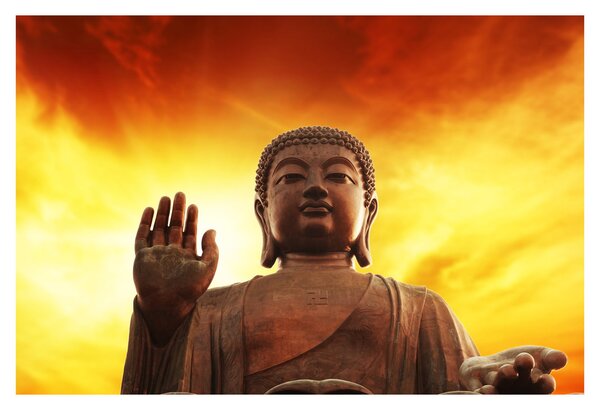 Tablou - Buddha cu fundal roșu și galben (90x60 cm)