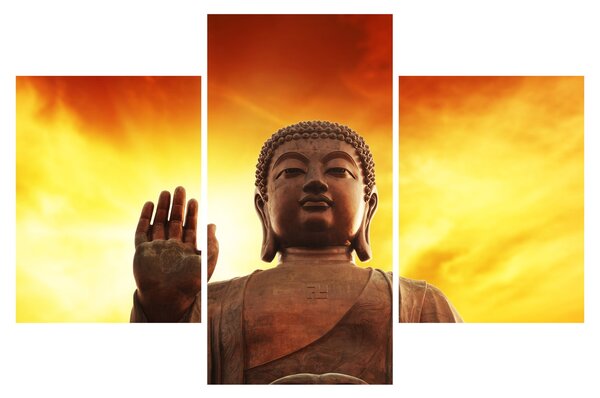 Tablou - Buddha cu fundal roșu și galben (90x60 cm)
