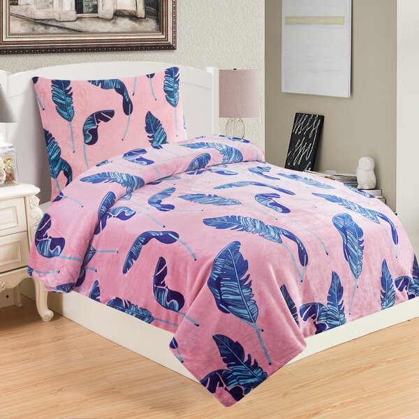 Lenjerie de pat din micro-pluș Victoria Pink, 140 x 200 cm, 70 x 90 cm