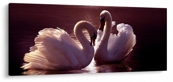 Tablou - Lebede pe lac (120x50 cm)