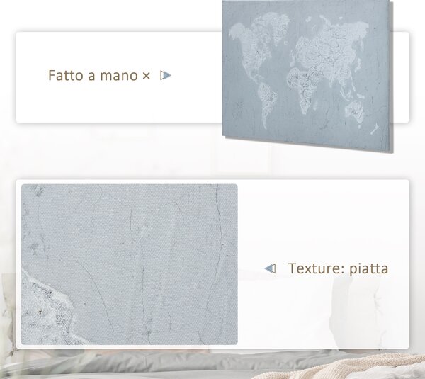 Lucrare de arta pe perete din panza HOMCOM Harta lumii Fotografii de perete pentru camera de zi Decor dormitor, 120 x 90 cm | Aosom Romania