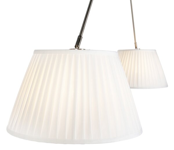Lampă suspendată din oțel cu abajururi plisate crem de 35 cm cu 2 lumini - Blitz