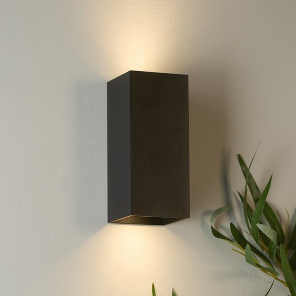 Searchlight Aplică de perete London Square, negru, înălțime 15 cm, metal, 2 becuri., reglabil, Negru, Camera de zi / sufragerie, Aluminiu, Modern