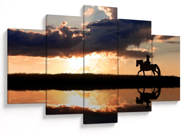 Tablou - Rider pe un cal la apus de soare (150x105 cm)