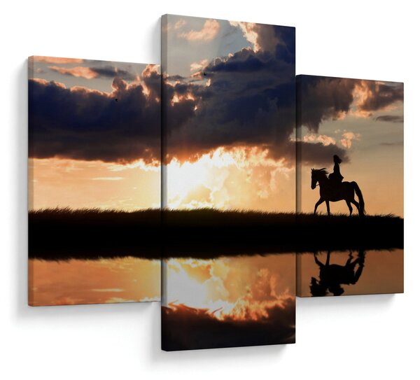 Tablou - Rider pe un cal la apus de soare (90x60 cm)