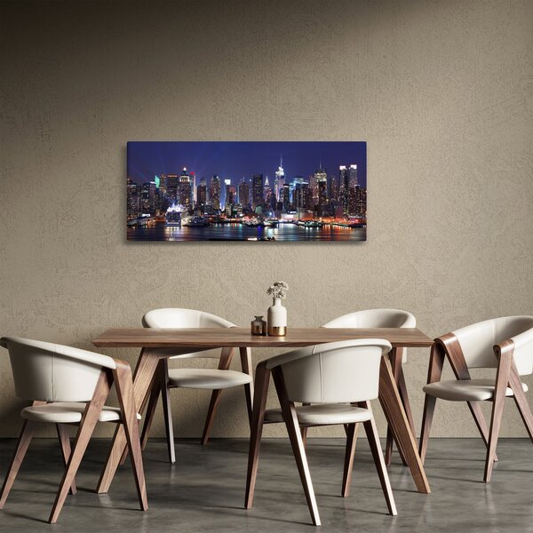 Tablou - Zgârie-nori din New York iluminate (120x50 cm)