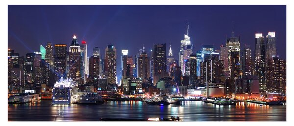 Tablou - Zgârie-nori din New York iluminate (120x50 cm)