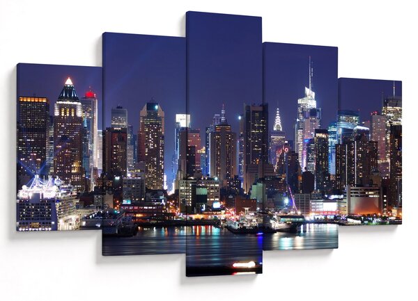 Tablou - Zgârie-nori din New York iluminate (150x105 cm)