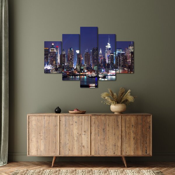 Tablou - Zgârie-nori din New York iluminate (150x105 cm)