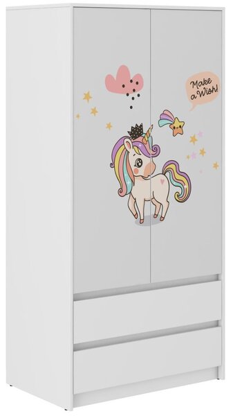 Dulap pentru copii cu motiv unicorn curcubeu 180x55x90 cm