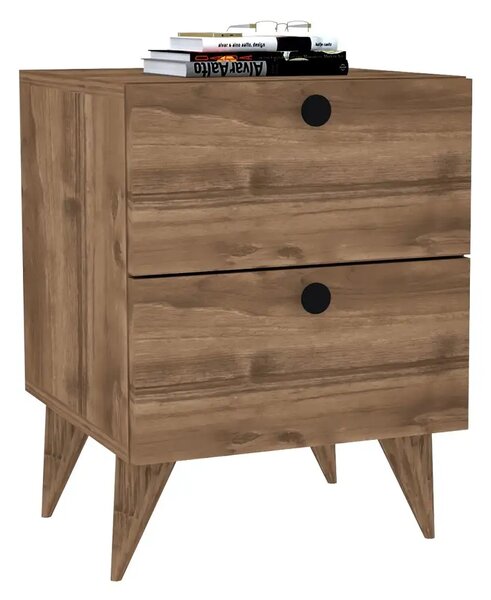 Noptiera Karen cu 2 sertare culoare nuc 55 cm