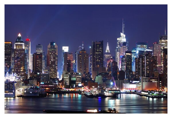 Tablou - Zgârie-nori din New York iluminate (90x60 cm)