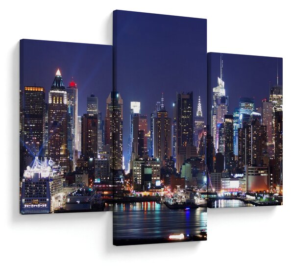 Tablou - Zgârie-nori din New York iluminate (90x60 cm)