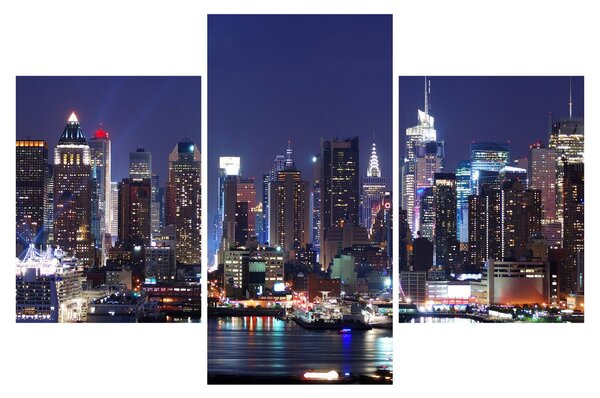 Tablou - Zgârie-nori din New York iluminate (90x60 cm)