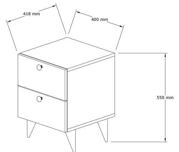 Noptiera Karen cu 2 sertare culoare nuc 55 cm