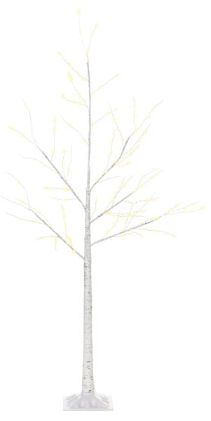 HOMCOM Arbore de Craciun cu lumini LED, baza patrata si cablu de alimentare pentru interior si exterior, din otel si PP, 20x20x150, alb | aosom ro