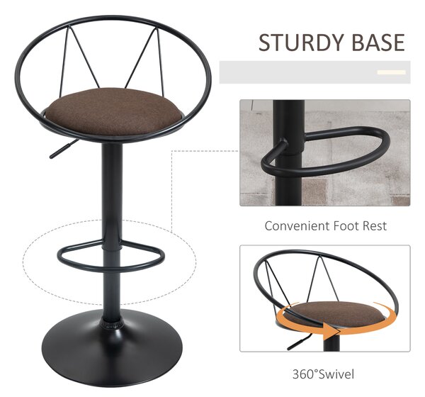 Set 2 scaune bar cu rotire de 360 de grade si suport pentru picioare 51x46x78-100cm HOMCOM | Aosom Romania