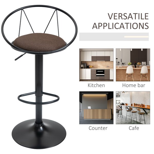 Set 2 scaune bar cu rotire de 360 de grade si suport pentru picioare 51x46x78-100cm HOMCOM | Aosom Romania