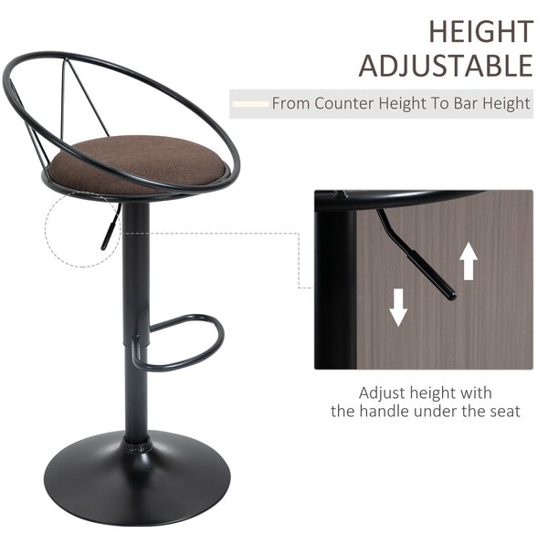 Set 2 scaune bar cu rotire de 360 de grade si suport pentru picioare 51x46x78-100cm HOMCOM | Aosom Romania
