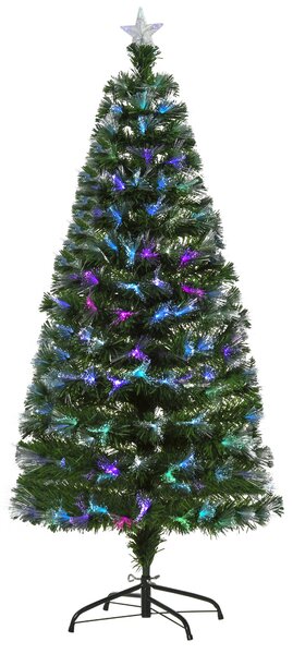 Brad de Craciun artificial 150cm, decoratiuni cu ace argintii si fructe de padure rosii, brad verde HOMCOM | Aosom RO