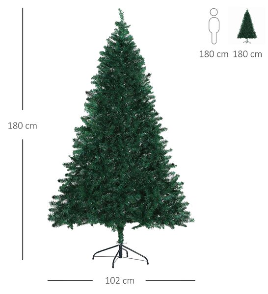 Brad de Craciun 180cm, brad artificial cu baza, brad verde, decoratiune de craciun de sarbatori HOMCOM | Aosom Romania