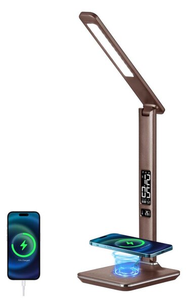 Brilagi-LED Lampă reglabilă cu încărcare wireless REGINA LED/8,5W/230V maro
