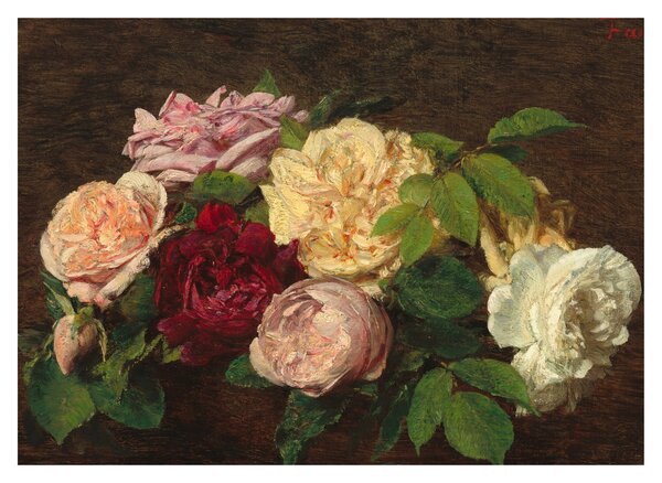Tablou - Henri Fantin-Latour, Roses de Nice on a Table, reproducere (70x50 cm)