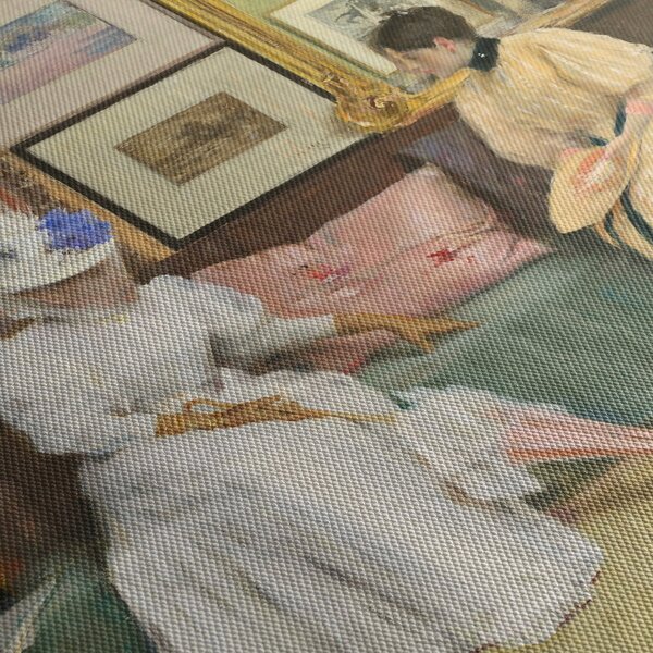 Tablou - William Merritt Chase, A Friendly Call, reproducere (cu ceas) (90x30 cm)