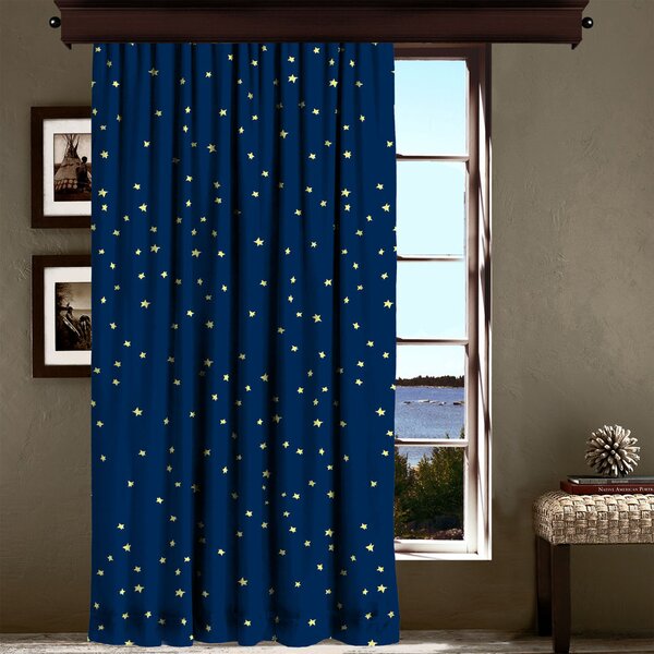 Draperie 40-0001, bleumarin/imprimeu galben, poliester 100%, 140x260 c