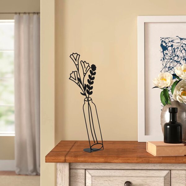 Obiect decorativ Flowerpot - 10, negru, metal 100%, 22x56 cm