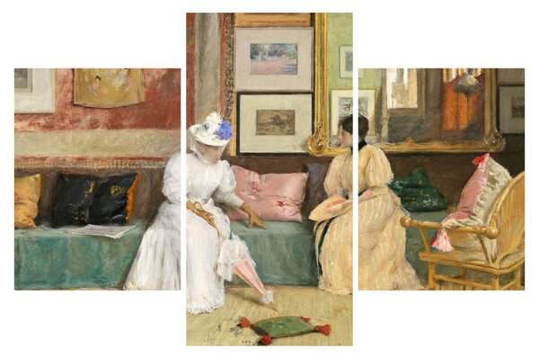 Tablou - William Merritt Chase, A Friendly Call, reproducere (90x60 cm)