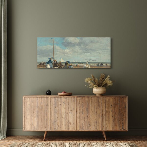 Tablou - Eugène Boudin, Beach at Trouville, reproducere (120x50 cm)