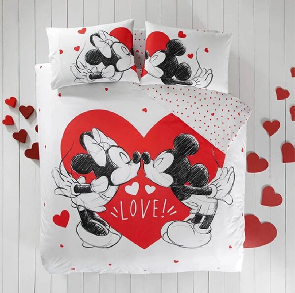 Lenjerie Copii Minnie and Mickey Heart (Bumbac 100%)