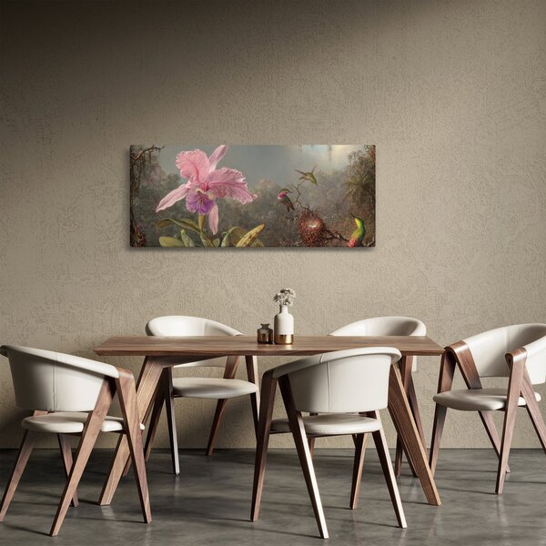Tablou - Martin Johnson Heade, Cattleya Orchid and Three Hummingbirds, reproducere (120x50 cm)